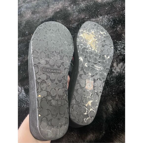 Coach Jolene Leather Platform Signature Flip Flop Sandals 8 B Signature C Black - Picture 6 of 7